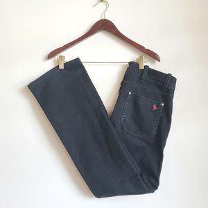 Anthropologie Black Boot Cut Jeans with Pink Logo Accent